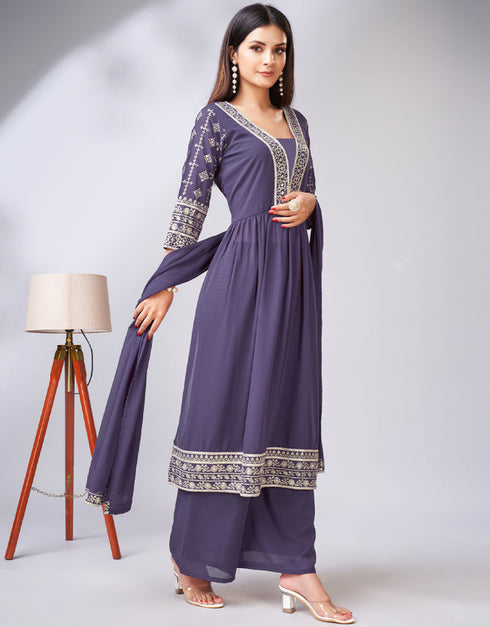 chic lavender georgette traditional function wear readymade suit collection with lavender georgette rt8787-184158 Close-up View